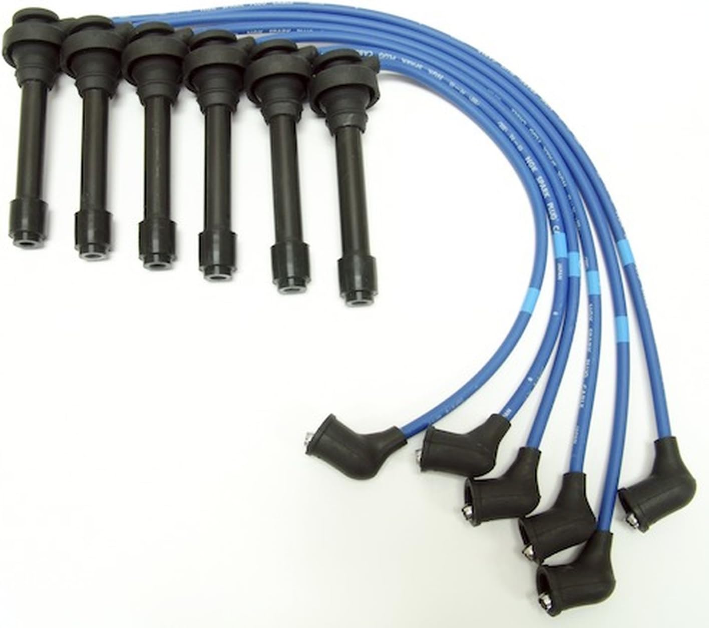 Set (6pcs) NGK Spark Plug Wires Ferrite Magnetic Core Blue Silicone 8711 Stock