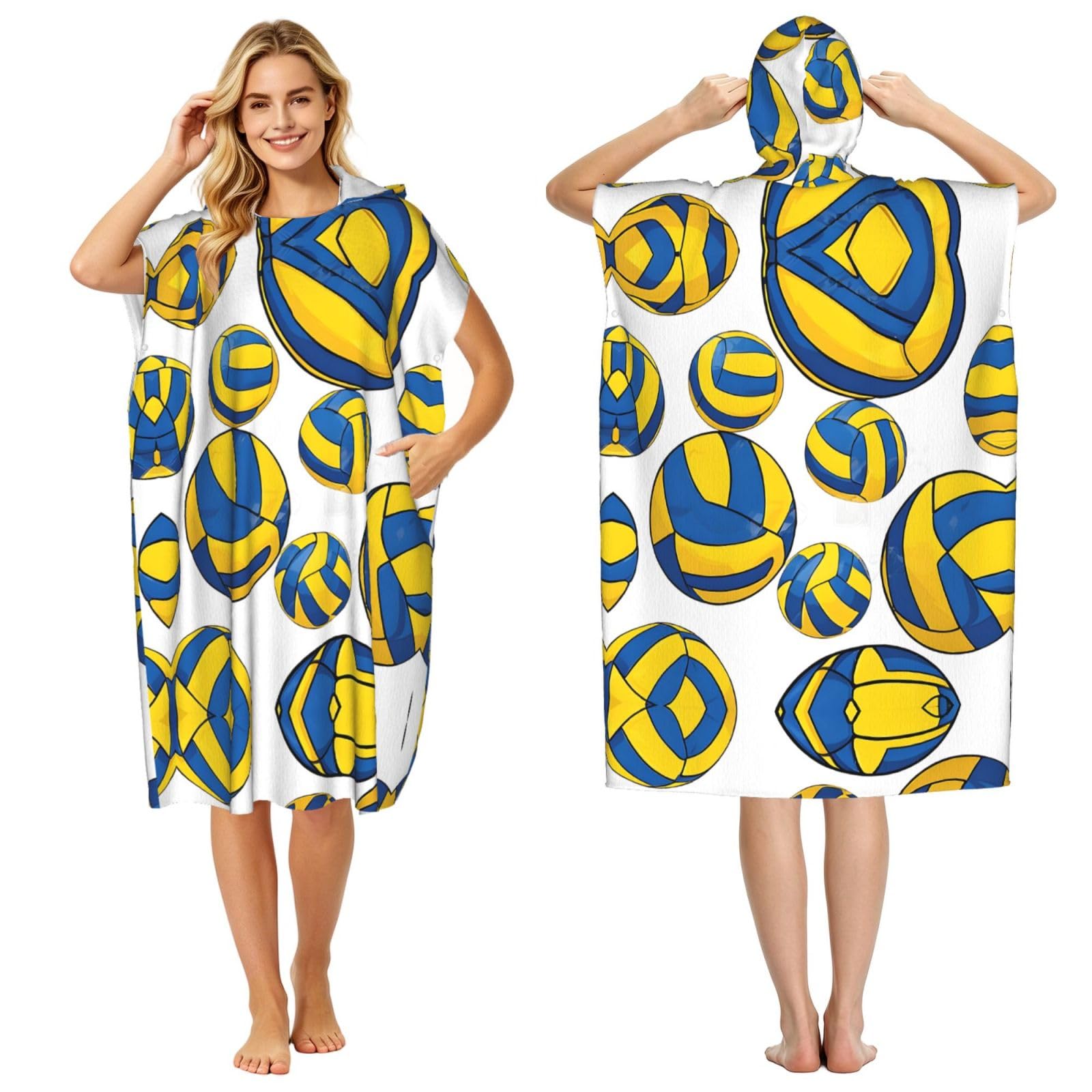 Peignoir séchage rapide volleyball serviette de plage légère à capuche pour adulte