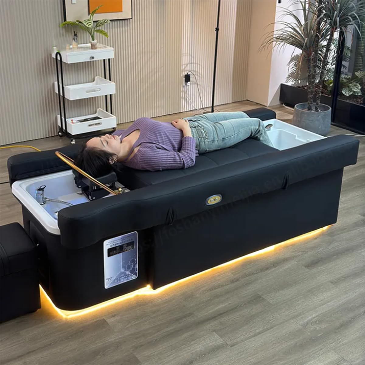 Massage Shampoo Bed LED Massage Table with Black Luxury Modern Style Supports Water Circulation Fumigation Light Therapy Massage