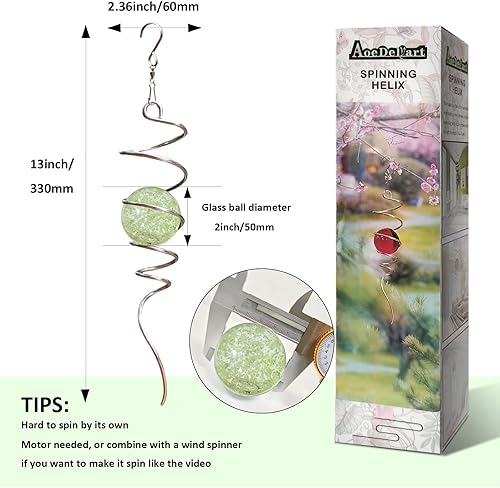Miniatura 7 de Girador de viento que brilla en la oscuridad, bola de observación en espiral, cola en espiral decorativa, estabilizador de viento, atrapador de sol,