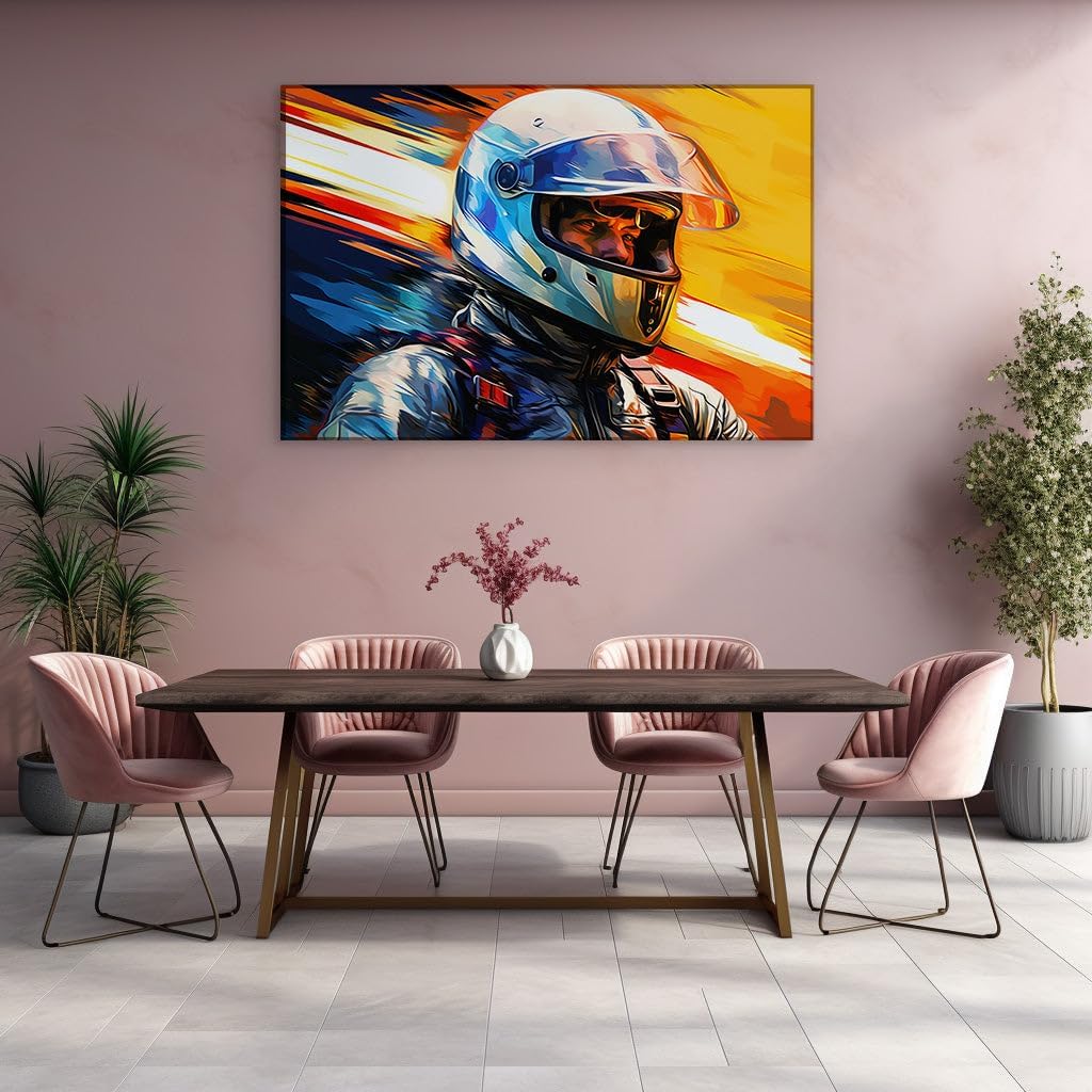 Canvas for Living room. Speed and Determination Capture the Essence of Racing in Dynamic Digital Artwork, 27 x 18 inch Canvas Wall Art - Abstract By Atmosphere - Modern Home Decor