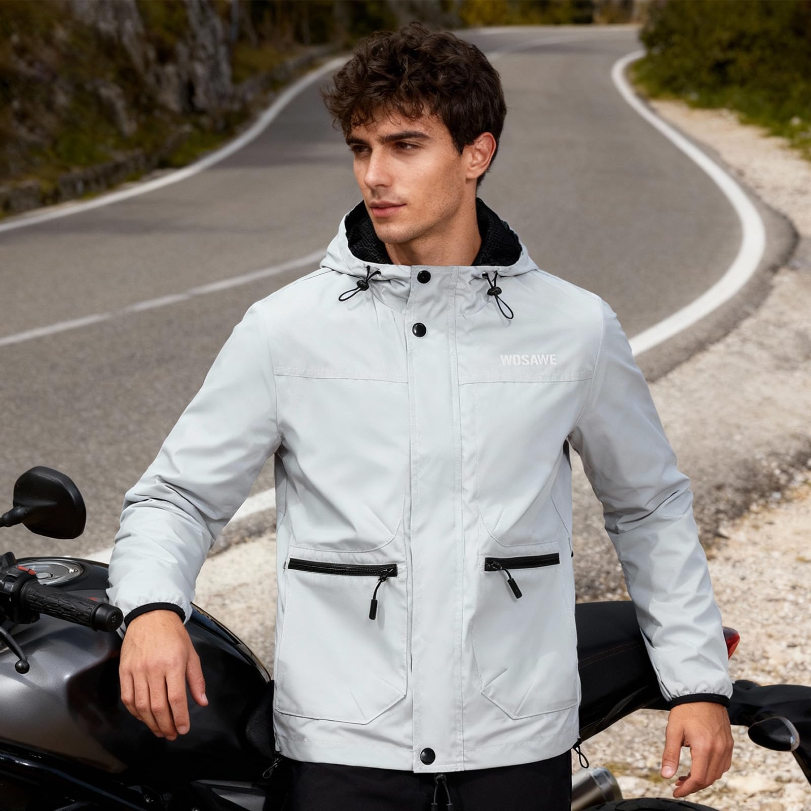 WOSAWE Veste de Cyclisme Hommes 360 Réfléchissante Coupe-Vent Gilet de Vélo Sport
