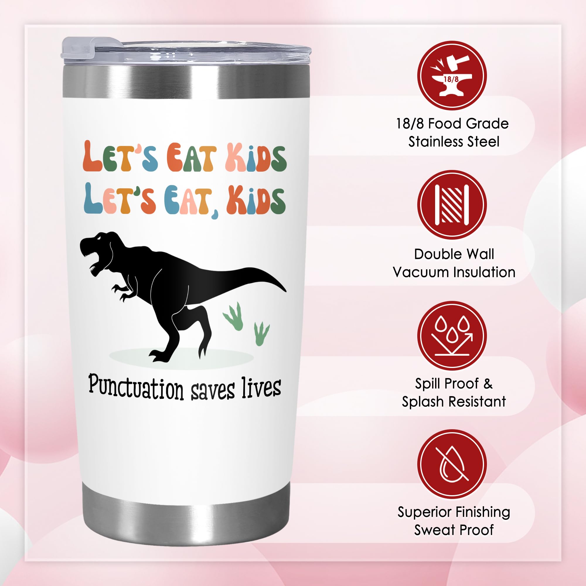 OASSIE Teacher Appreciation Gifts for Women Men - Saurus Kids 20 oz Stainless Steel Tumbler - Teachers Day Thank You Birthday Appreciation Gifts for Women Coworkers Teachers, Funny Teacher Gift Ideas