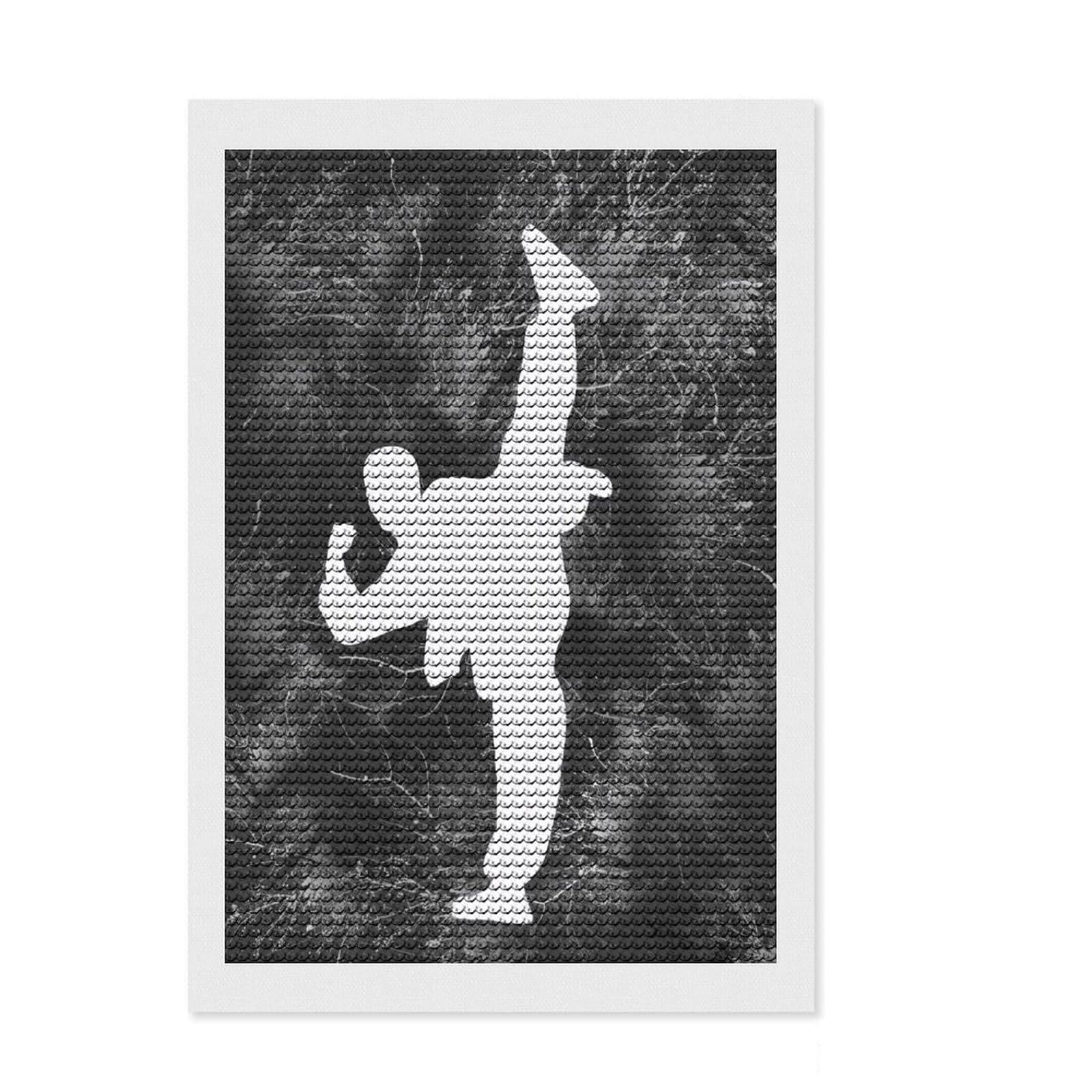 Junmoney Karate Silhouette Diamond Painting Canvas Set 8"x12", Pleasing Wall Art Project, Creative Leisure Activity, Bedroom Decor