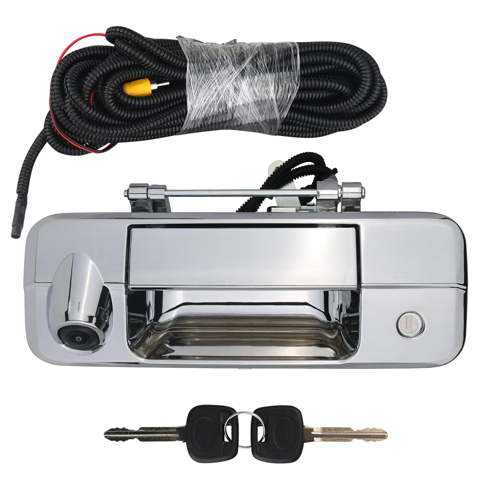 Backup Camera Tailgate Handle Rear View Camera Liftgate Latch Handle with Key Lock Cylinder Chrome Compatible with 2007-2013 Toyota Tundra Replaces 69090-0C051 690900C051