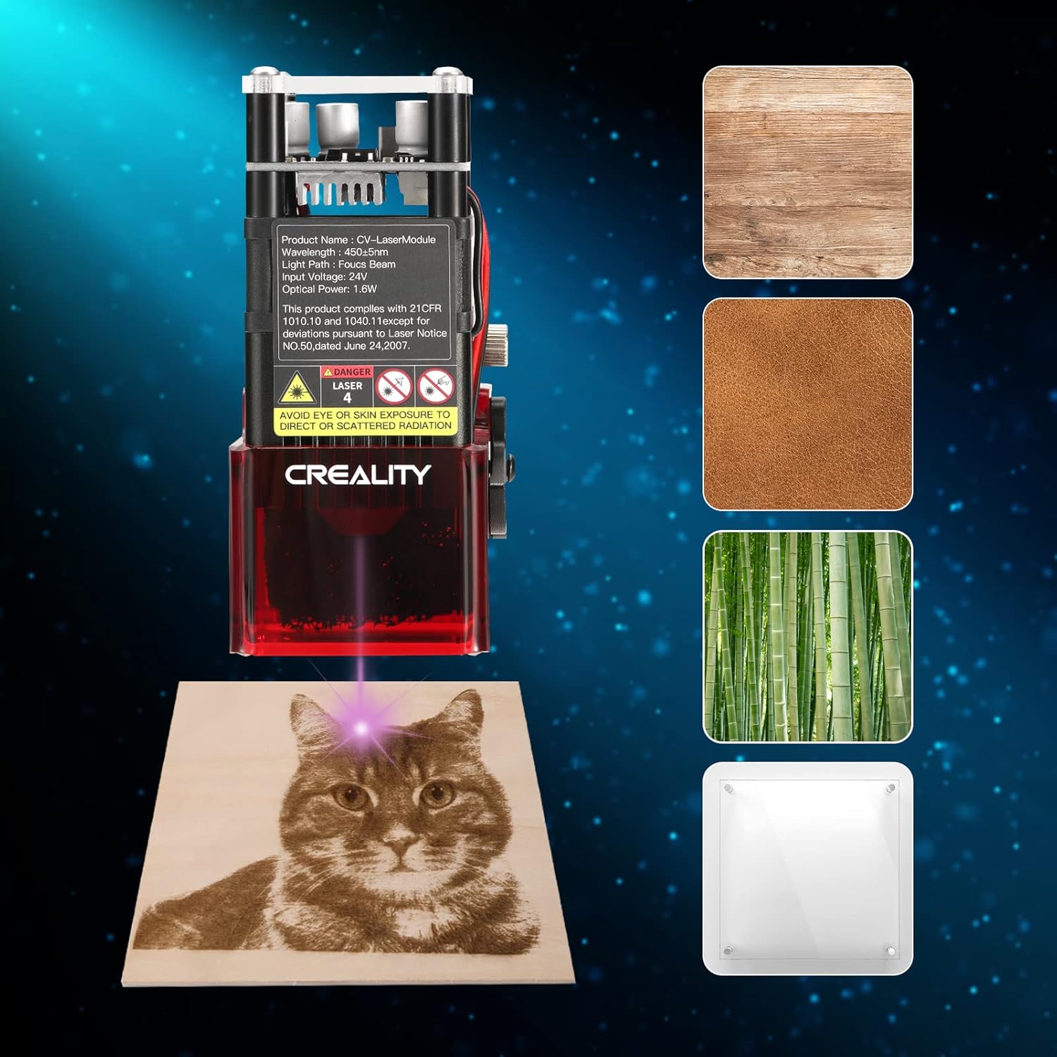 Creality 3D Printer Laser Engraver Module Ender 3 S1 Laser Engraving Attachment 1.6W 24V 450nm Blue-Violet Light, Upgrade Safety Cover and Fixed Focus, for Ender 3 S1, Ender 3 S1 Pro & Ender 3 S1 Plus: Industrial & Scientific