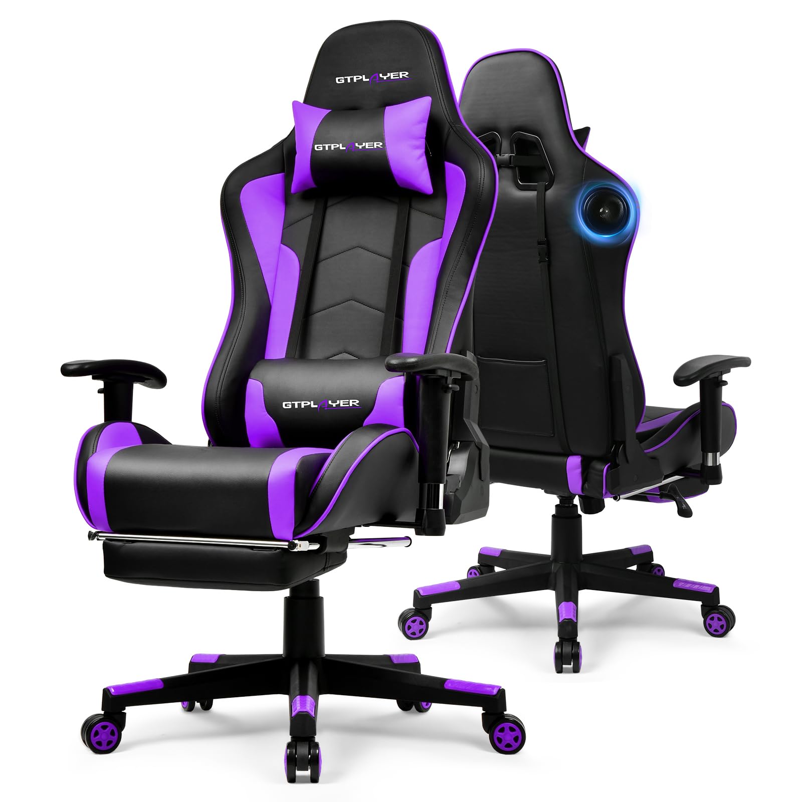 GTPLAYER Gaming Chair,Gamer Chair with Bluetooth and Adjustable Backrest,Seat Height Adjustable Computer Chairs with 3D Armrests,Video Game Chair with