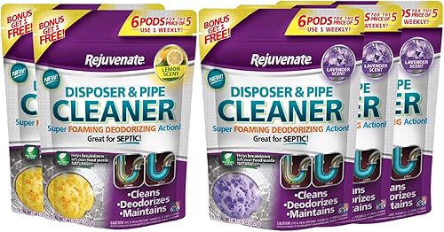 Rejuvenate Cápsulas limpiadoras de tuberías de drenaje y eliminación de basura potente acción espumosa y elimina los olores de eliminación de