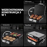 YASHE Panini Naciśnij do kanapek, 4-warstwowy grill Panini z powłoką zapobiegającą przywieraniu, z regulacją temperatury, otwiera 180 stopni, wyjmowana tacka ociekowa, 1800 W, stal nierdzewna