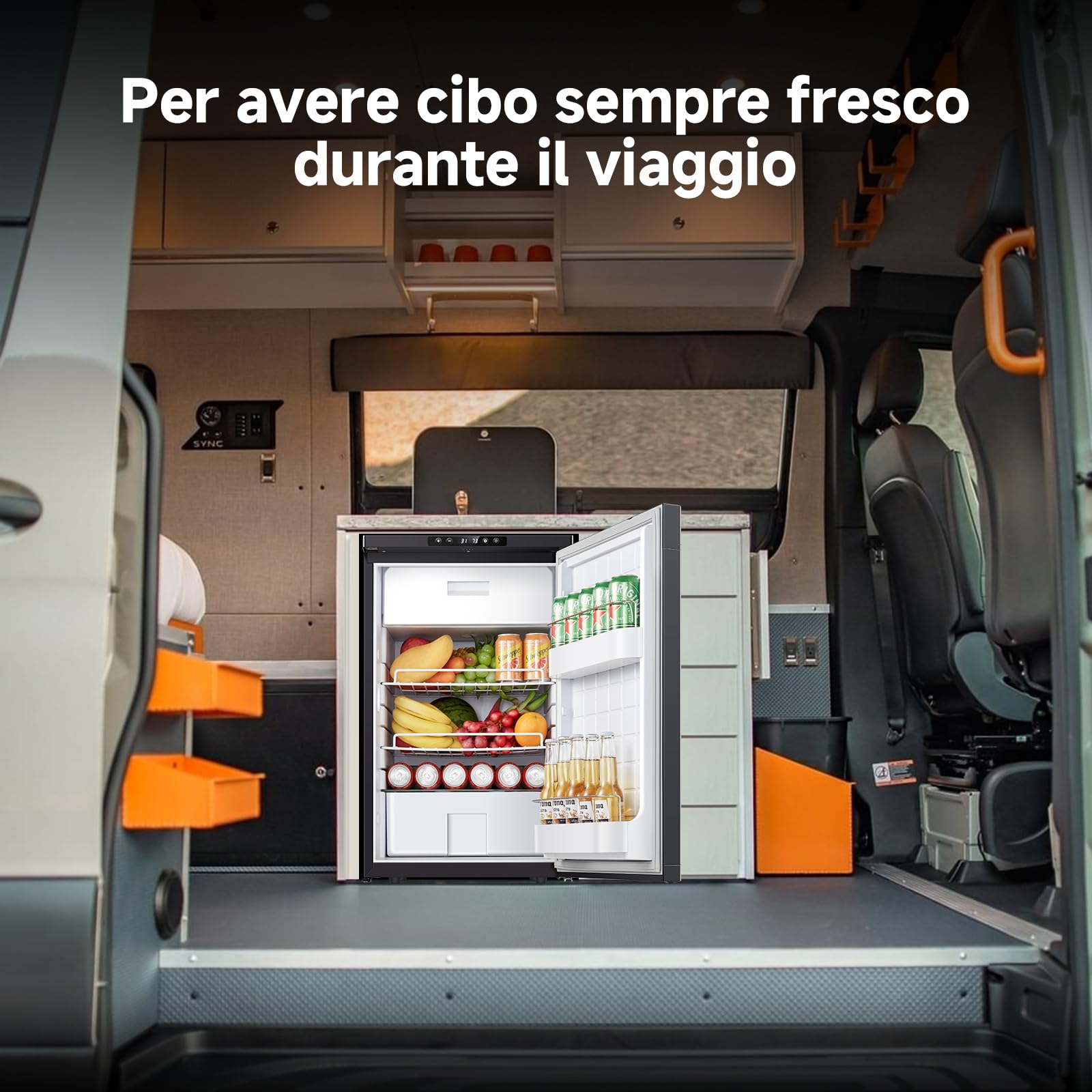 AAOBOSI Frigo Portatile 83L 12/24V DC -20°C a 20°C con APP e Luci LED per Campeggio Caravan Auto Camper
