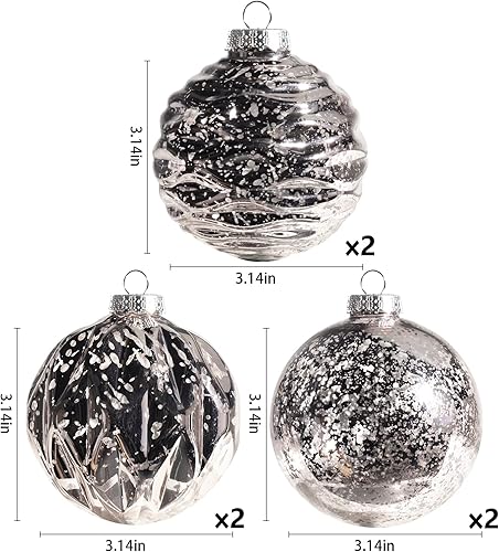 Miniatura 7 de Bola de árbol de Navidad transparente para colgar, inastillable, extra grande, bola de mercurio decorativa con ganchos para adornos de árbol, para