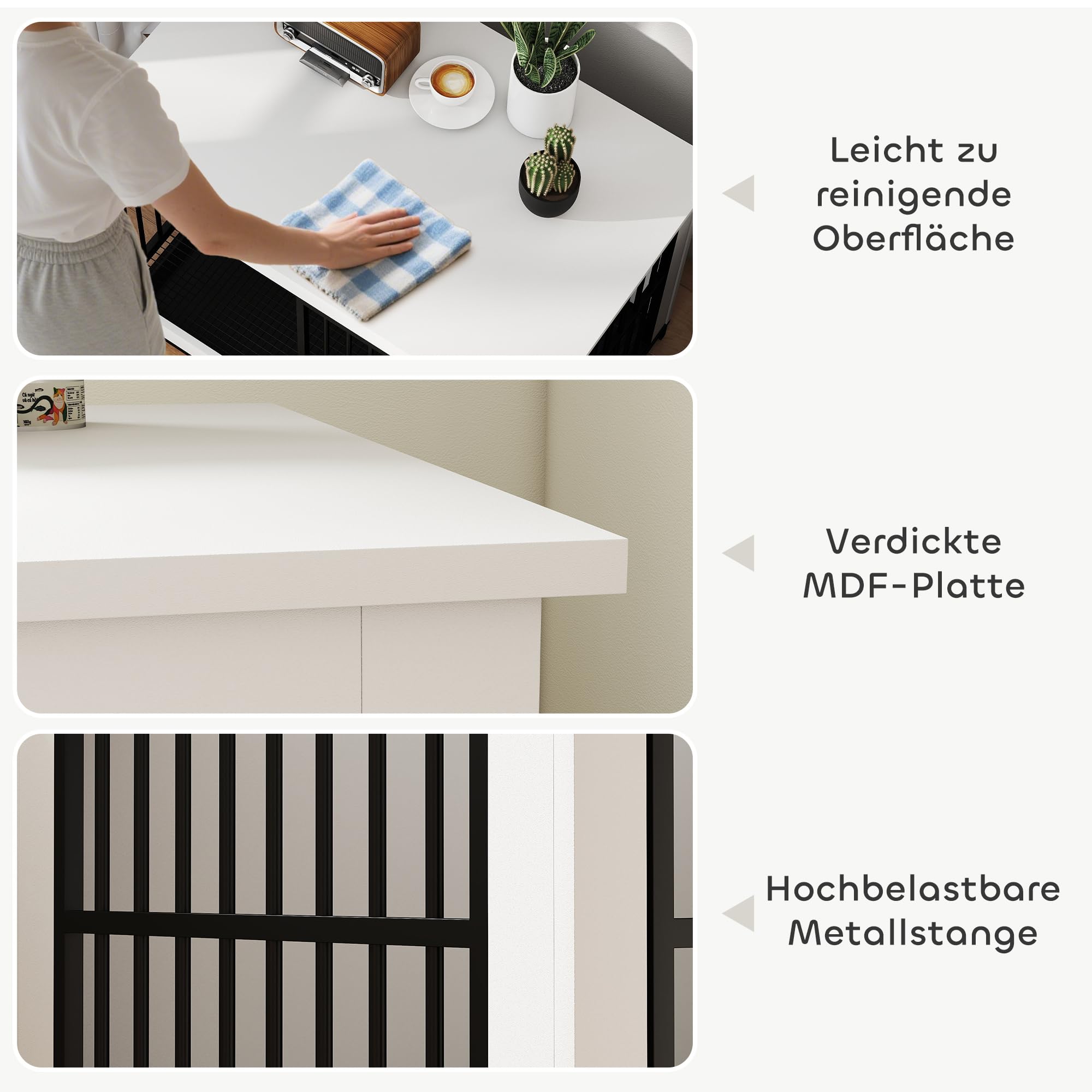 PawHut Hundekäfig Hundebox für Zuhause Abschließbare Hundehütte Indoor mit drehbaren Näpfen, herausnehmbarer Schale für kleine/mittlere/große Hunde Weiß 95 x 60 x 68,5 cm
