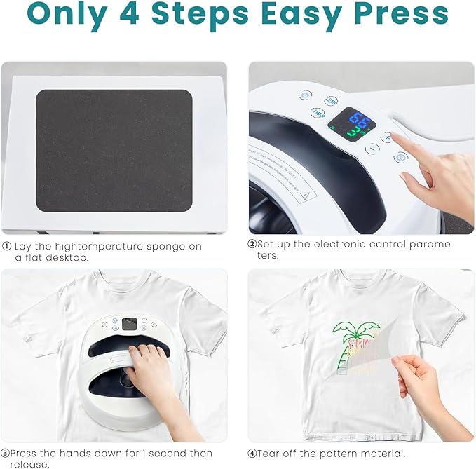 Prensa de Calor OLIXIS para Camisetas, Portátil con Pantalla LCD, Control 0-450°F miniatura 5