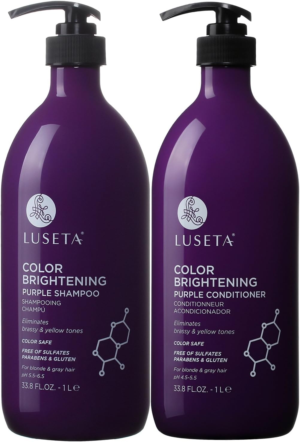 (Color Brightening, 2 1000ml) - Colour Brightening Purple Shampoo and Conditioner Set for Blonde and Grey Hair, Infused with Cocos Nucifera Oil to Help Nourish, Moisturise and Condition Hair...
