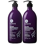 L LUSETA Color Brightening Purple Shampoo and Conditioner Set for Blonde and Gray Hair, Infused with Cocos Nucifera Oil to Help Nourish, Moisturize and Condition Hair, 2x33.8oz