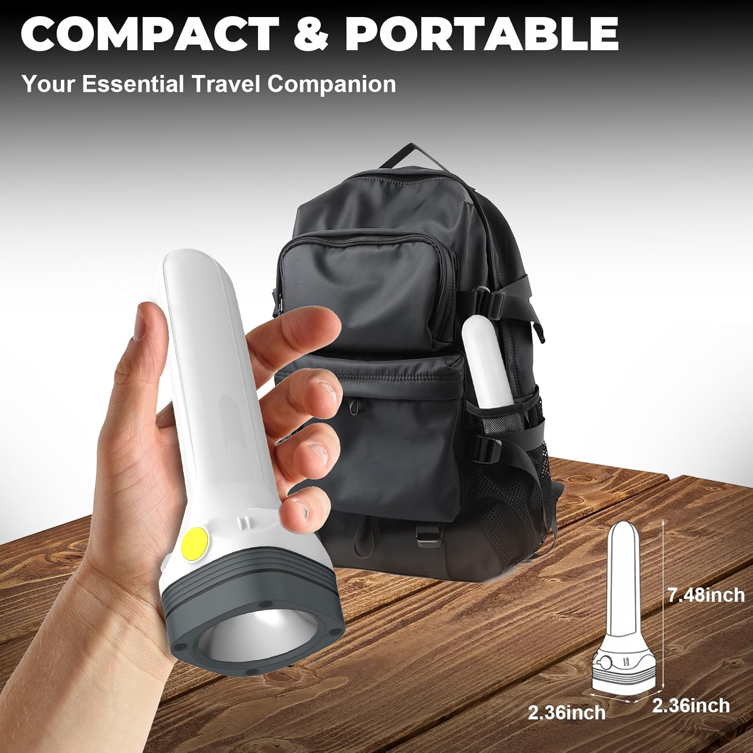 Flashlight Lantern Combo Rechargeable, 2-in-1 LED Flashlight with 360° Camping Lantern & Emergency Strobe, Compact Light for Camping, Power Outage, Car