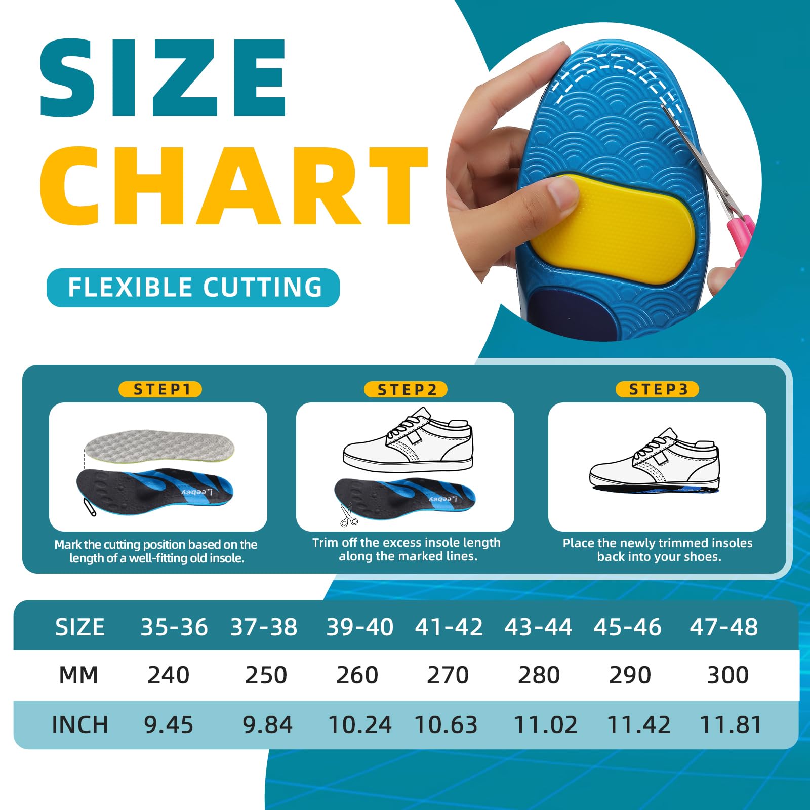 Orthopädische Einlegesohlen Herren Damen Weich Fußgewölbestütze Einlagen Komfort Arch Support Schuheinlagen für Plattfuß Plantar Fersensporn Fußschmerz Fasciitis Blau 43-44 EU