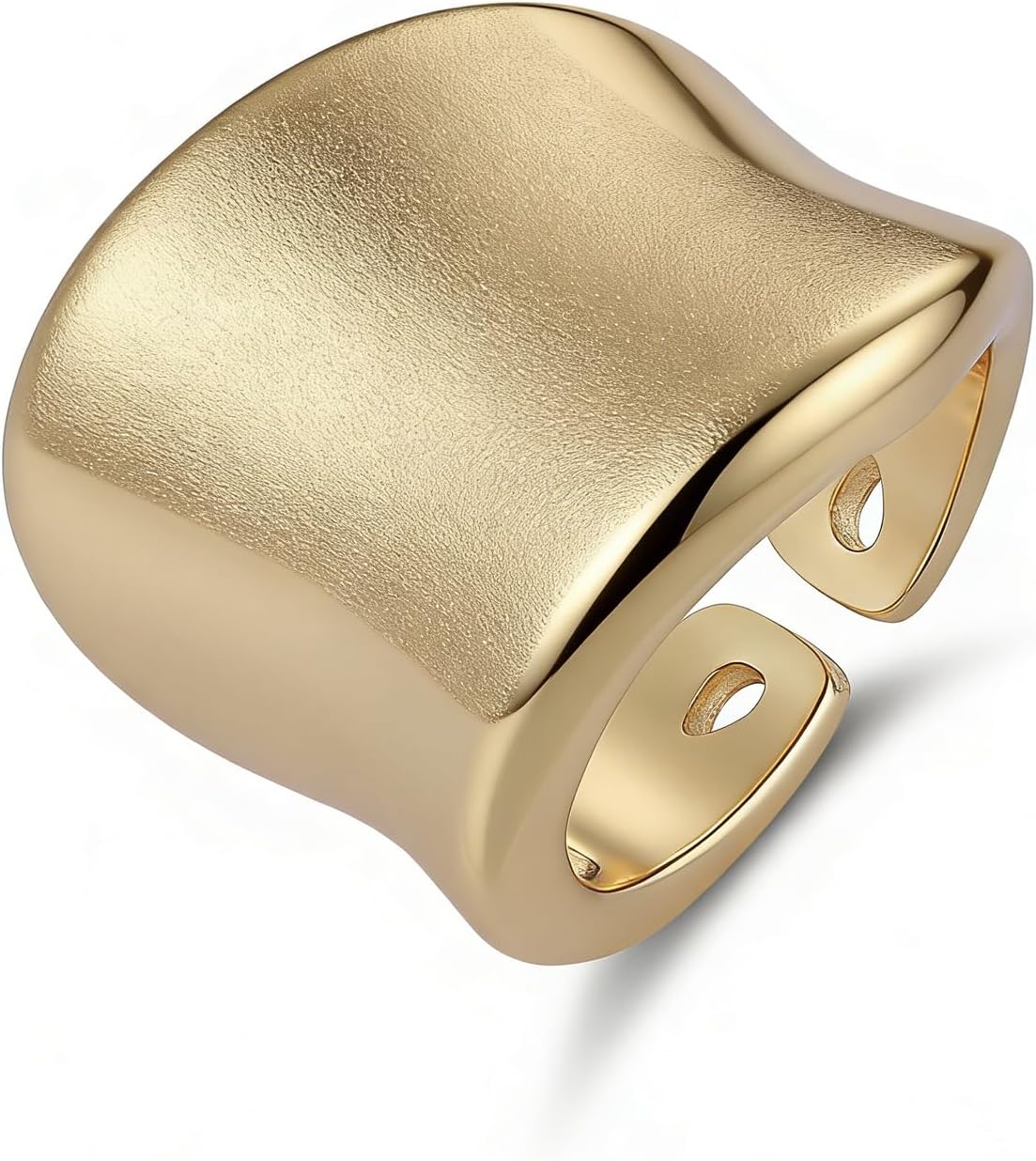 18K Gold Plated Band Ring Open Statement Ring Minimalist Polished Metal Fashion Jewelry for Women, Ideal for Daily Wear & Stackable Accessory One Size
