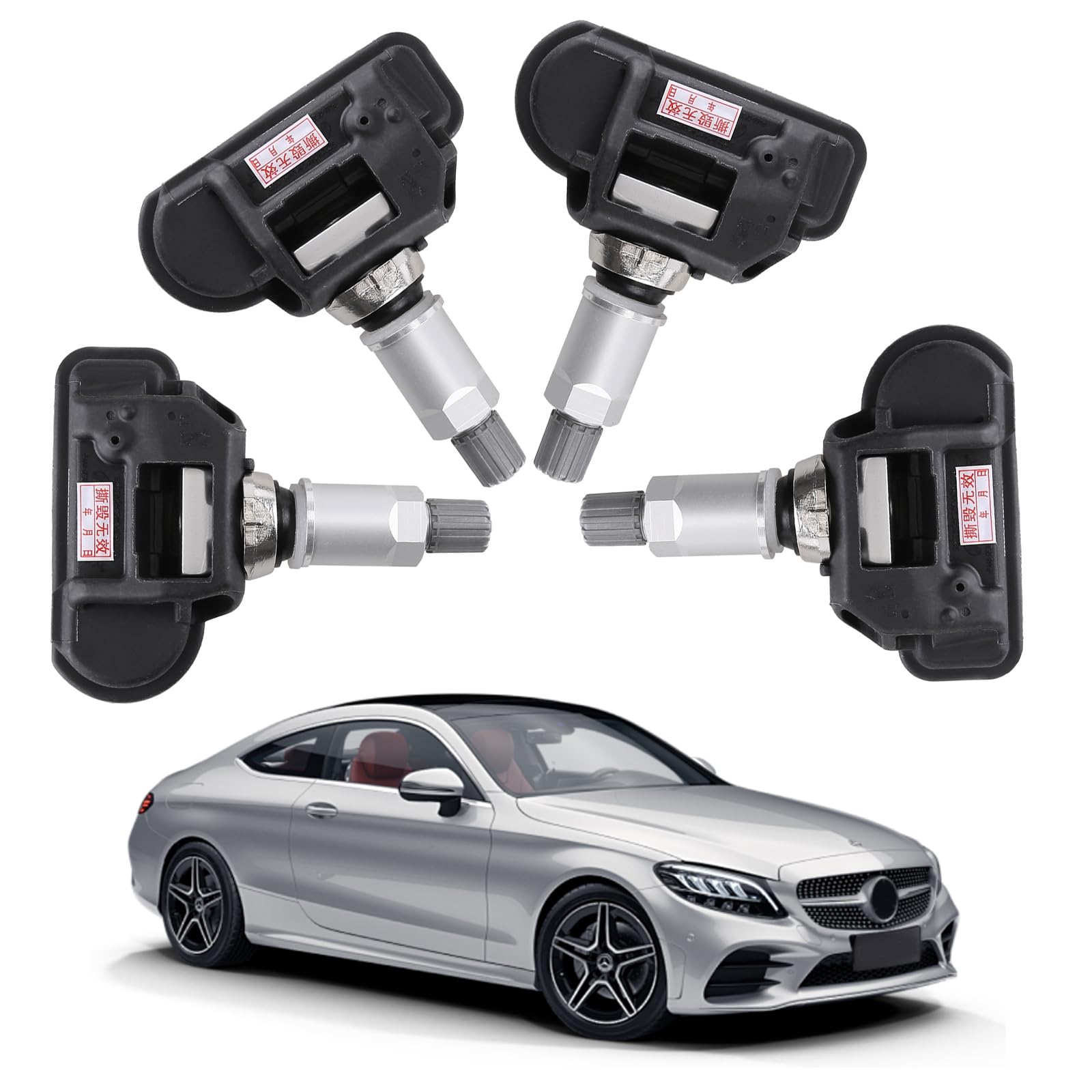 LICHENGTAI Lot de 4 capteurs de pression des pneus TPMS compatibles avec Mercedes W205 W212 W222 W246 W176 capteur de moniteur de pression des pneus de voiture RDKS A4479050500, A0009053907