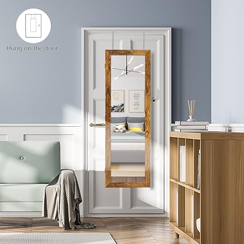 Miniatura 7 de HomVent Armario de joyería con espejo de 6 LED, espejo con almacenamiento de joyas, organizador de armario de joyería con cerradura, armario de