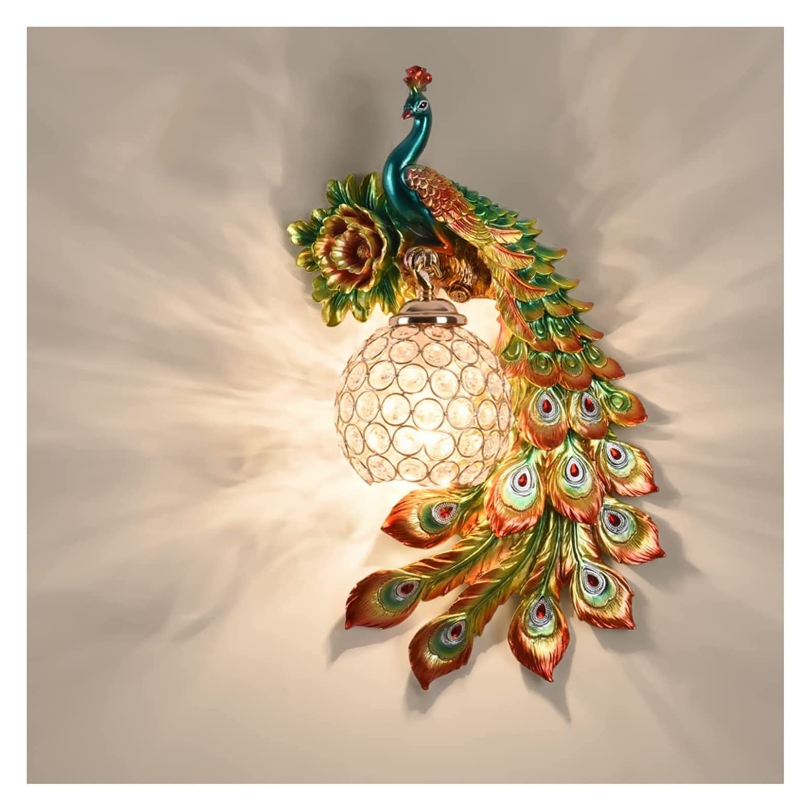ZTCHSENZT Wall Lamp Light Peacock Creative Living Room TV Background Wall Decoration Modern Bedroom Bedside Staircase Lighting Wall Light,D
