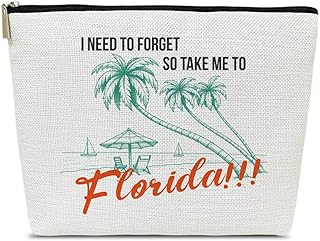 Florida Gifts Makeup Bag, I Need To Forget, Take Me To Florida Travel Organizer, Girls Trip Gifts Favor for Women Female Friends Travel Lovers, Cosmetic Bag for Purse