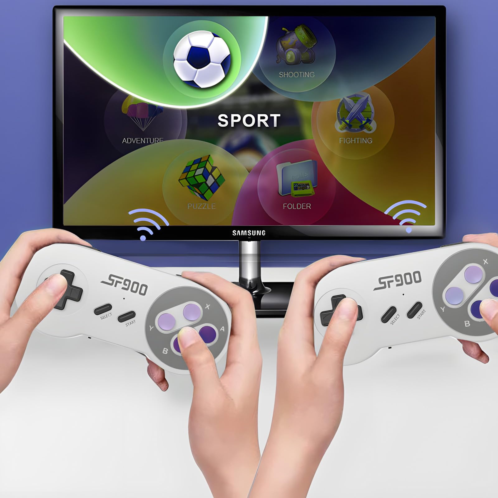 Console per Videogiochi Retrò,Console SF900,Console di Gioco USB Senza Fili,Scheda Integrata da 2.4 GB,Connessione Hdmi-Giochi Hd Nostalgici Retrò 5000