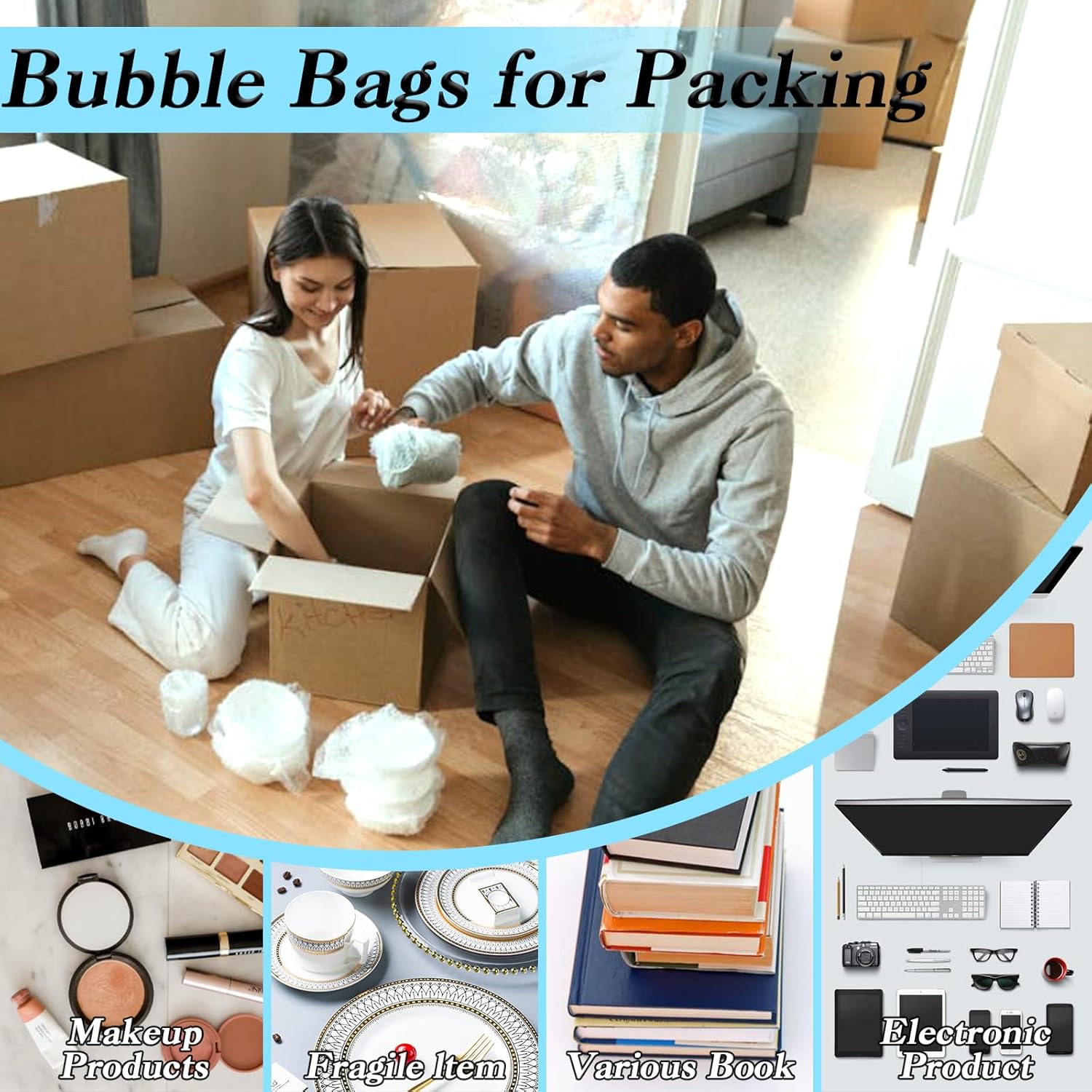 12X14 Inch Bubble Out Bags, 50Pcs Bubble Pouches Warp,Clear Bubble Cushioning Wrap, Double Walled Packing Supplies for Storage, Shipping, Moving, Transporting and Packing