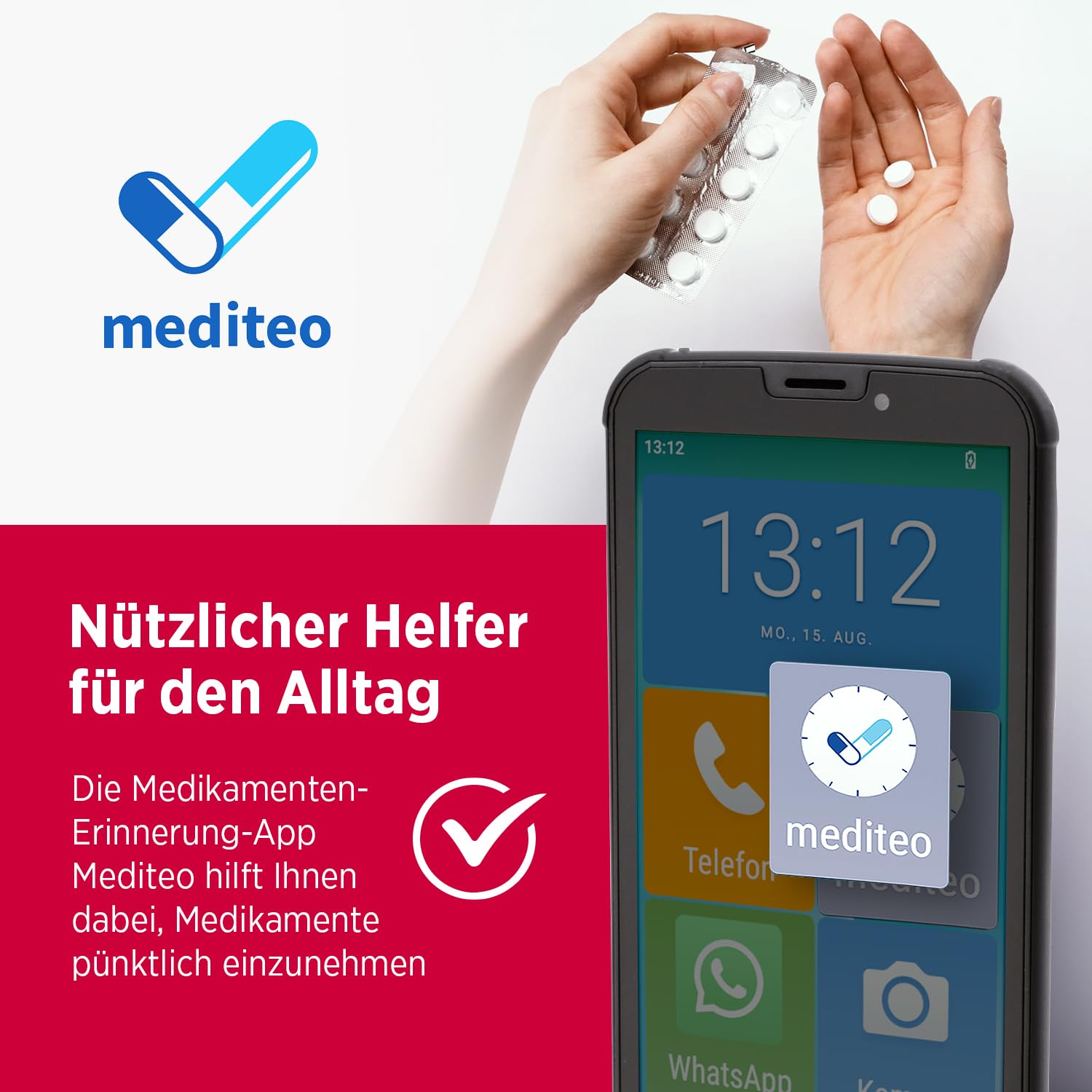 Olympia NEO Mini+ Seniorenhandy | 5" Senioren Smartphone mit Notruftaste & großen Icons | Extra einfache Bedienung | Übersichtliche Menüführung | Senioren mit Whatsapp | Android 15 | 4G LTE Dual SIM