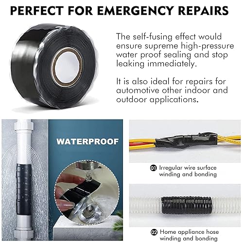 Miniatura 5 de Aventik EDSRDRUS - Cinta de silicona de 11.52 pulgadas de ancho, 50 mil más fuerte, cinta autofusible, SGS& CEMT, cinta de reparación impermeable y