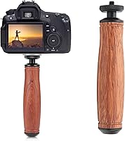 Vista 1 de Mango de madera para cámara, agujero universal de tornillos de 1/4 pulgadas, diseño de madera de pera, para cámara, lámpara de video LED, teléfono