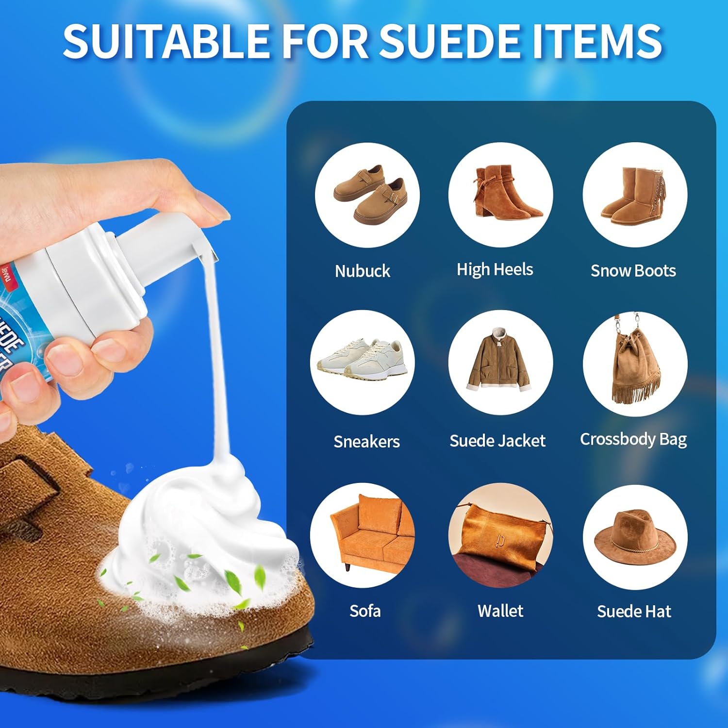 Suede Shoe Cleaner, 6.76 fl oz Suede and Nubuck Cleaning Kit with Brush & Towel, Removes Dirt & Stains for Shoes - Image 5