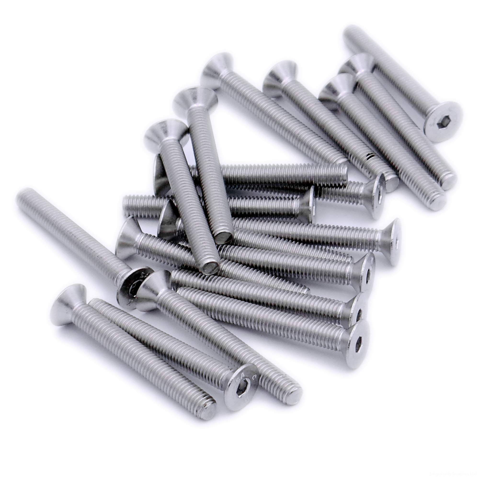 Singularity Supplies Silver M4 (4Mm X 25Mm) Hex Socket Countersunk Machine Screw (Bolt) - Stainless Steel (A2) (Pack Of 20)