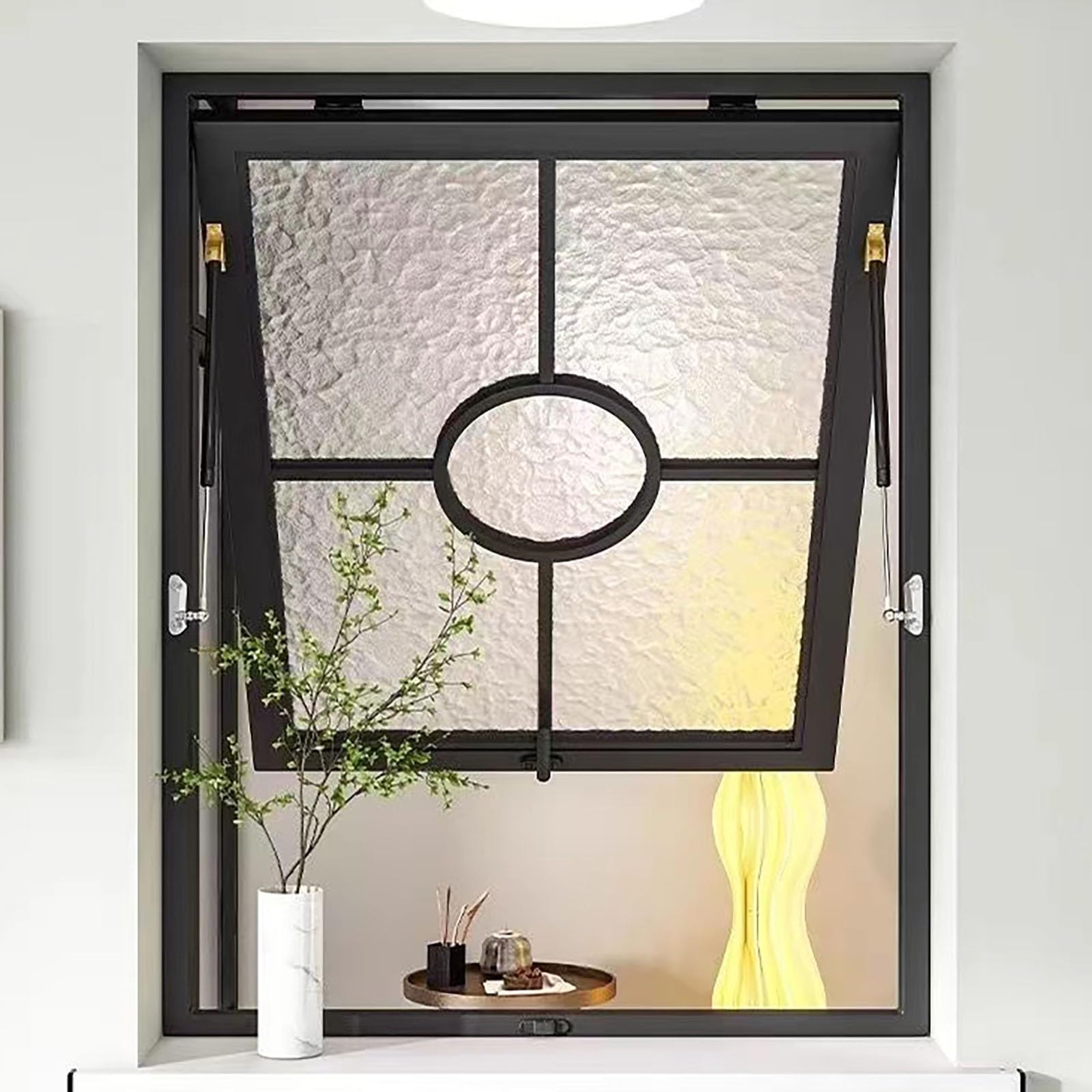 Ventana corredera de aluminio con vidrio templado para bano y cocina