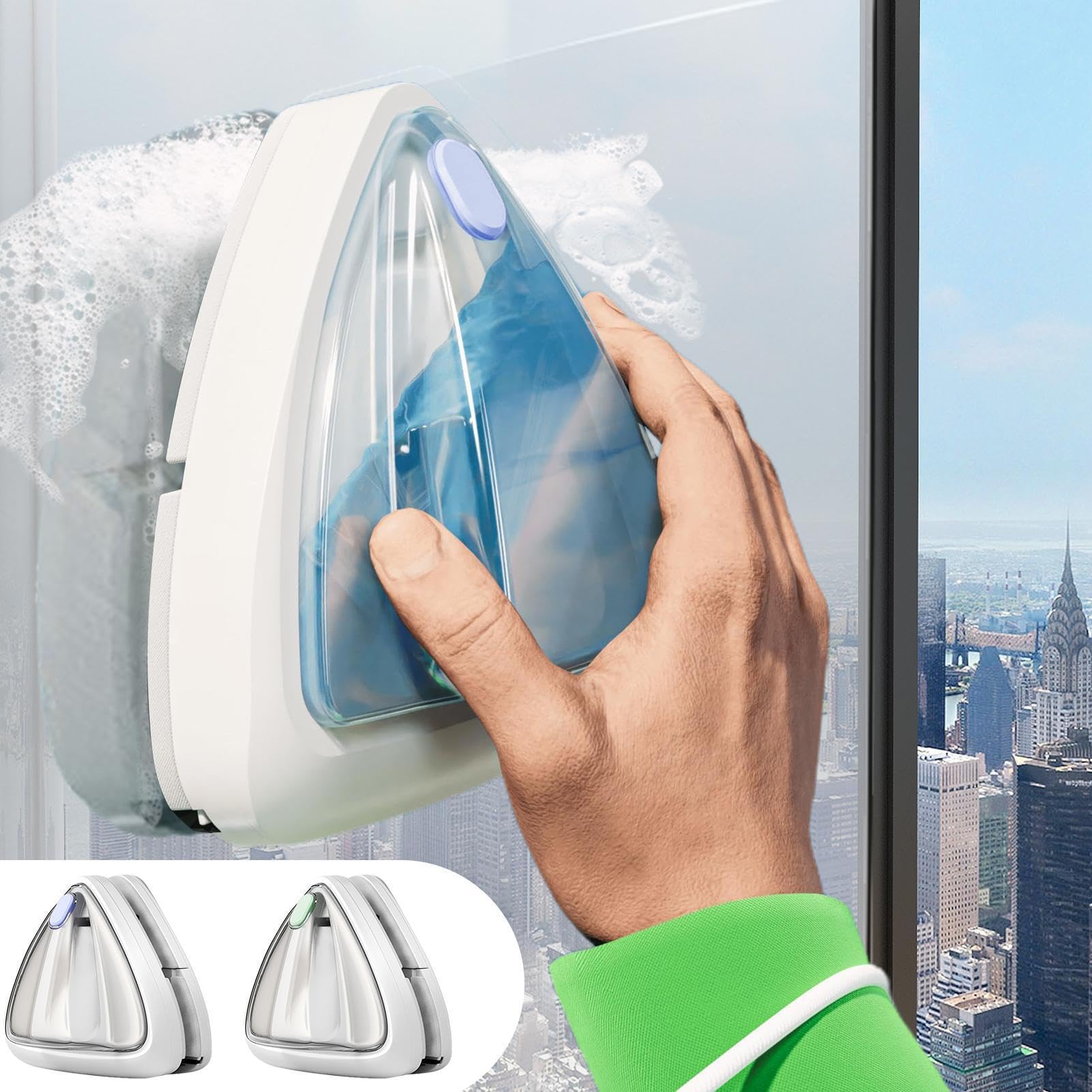 Limpiacristales de doble cara, Limpiaparabrisas magnético para ventanas | Limpiador de vidrios para ventanas y hogares | Herramientas de limpieza magnéticas con diseño de cuerda de seguridad incorpor