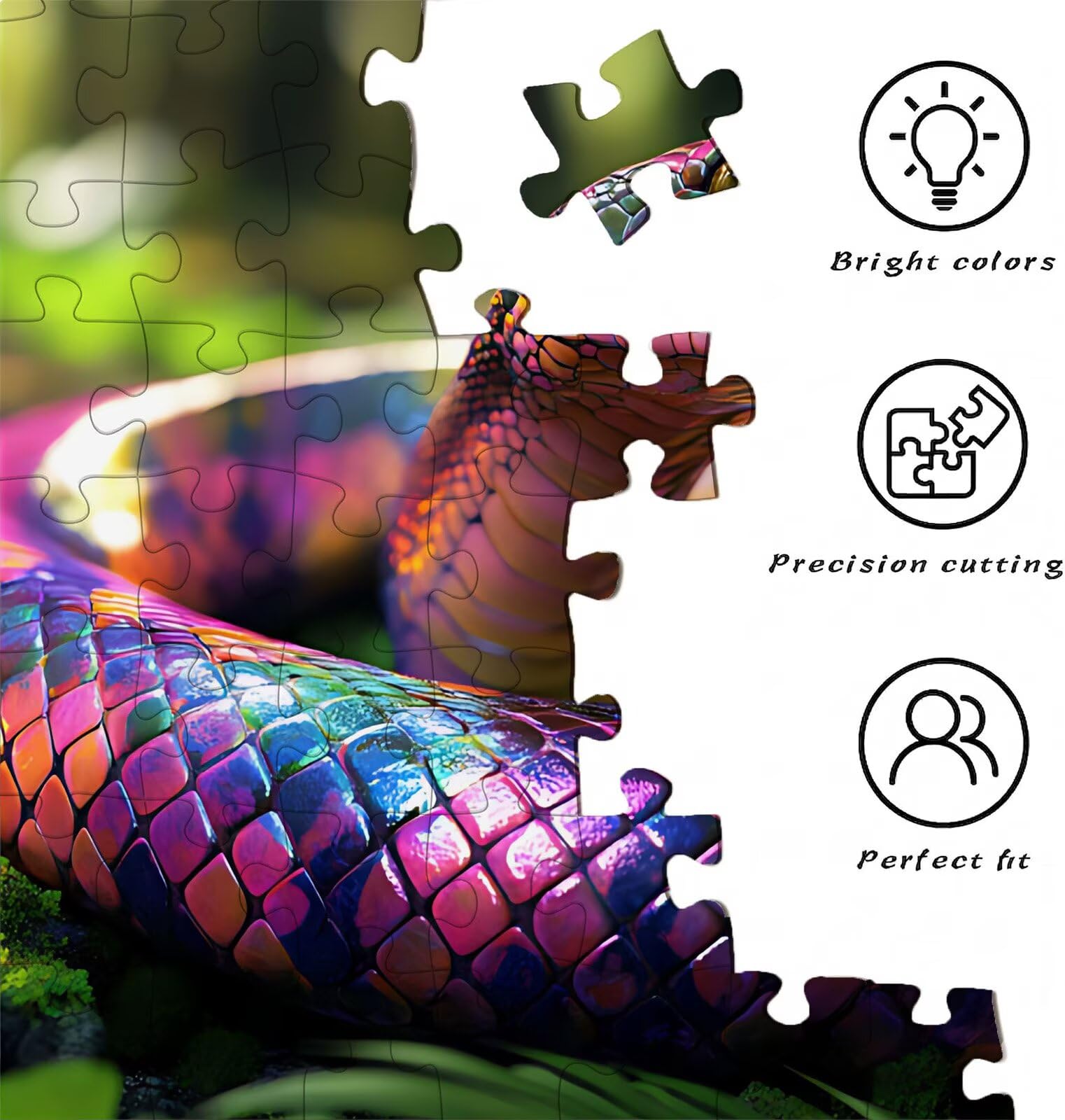 Puzzle 1500 Teile, Holzpuzzle Erwachsene - Impossible Puzzle 87 x 57 cm niffliges Denkspiel & Denksport für Frauen & Männer, Familienspiel für Spieleabende, Geschenk für Frauen Schlange Tier-3 w0-805