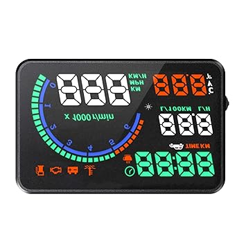 Haibing 5.5 inches OBD Windshield HUD Head Up Display with Display RPM MPH Speeding Warning Fuel Consumption Water Temperature