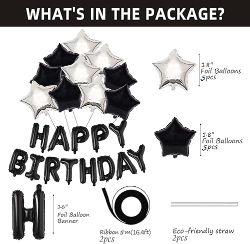 Miniatura 10 de Cartel de globos de feliz cumpleaños, decoración de fiesta, 16 pulgadas, papel de aluminio 3D inflable, juego de letras colgantes, decoración de