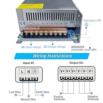 MEISHILE スイッチング電源　12V 100A 1200W AC-DC Amazon.com: 12V 100A 1200W DC Switching Power supply Adapter