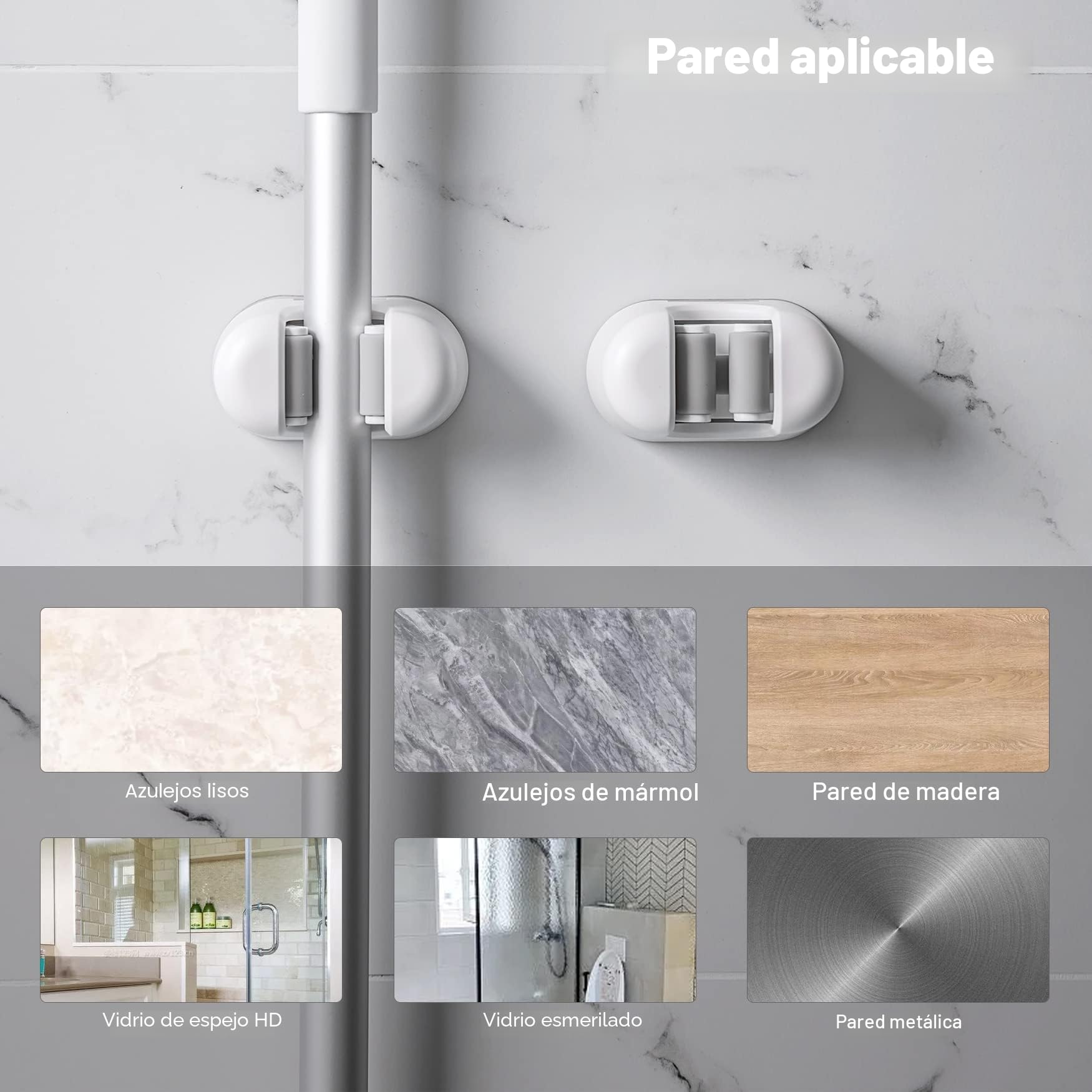 CORNERIA Soporte para Escobas 3 Piezas - Soporte para Trapeador de montaje en pared, Colgador de Fregonas para Hogar Cocina Baño Garajes - Soportes p