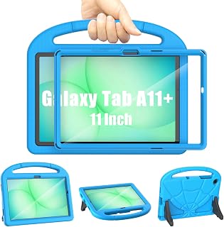 Kids Case for Samsung Galaxy Tab A11+/A11 Plus 11-inch 2025 and A9+/A9 Plus 2023, Built-in Screen Protector, Shockproof Lightweight & Portable Handle Stand, Kid-Friendly Cover - Blue