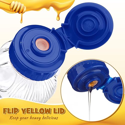 Miniatura 4 de Thenshop 36 tarros de miel de 8 onzas, dispensador de botellas de oso vacío de plástico transparente transparente con tapa superior abatible para