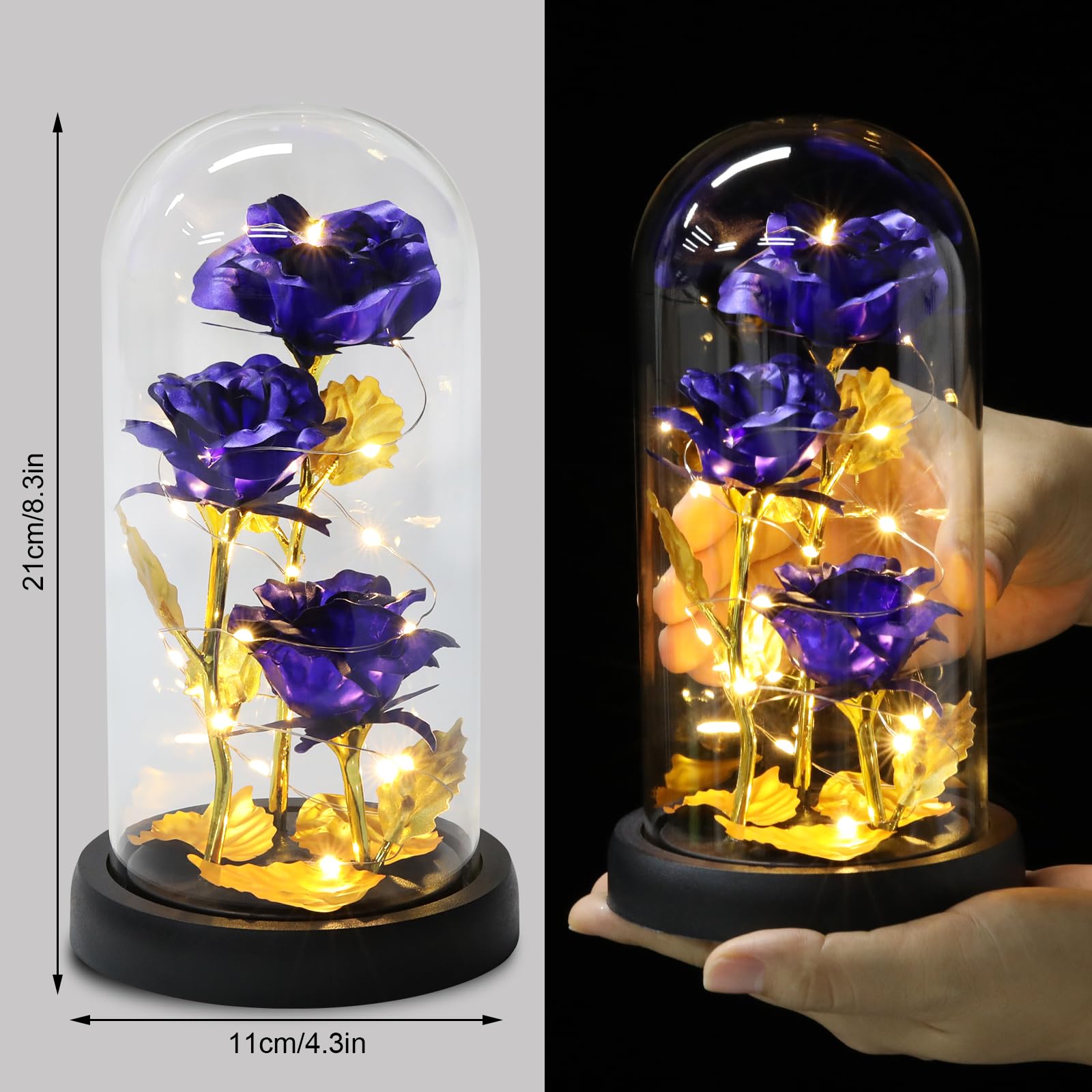 Rosa Regalo di San Valentino per Donne Mamma Moglie, Rosa Eterna Galaxy Rose per Lei, Fiori di Rosa con Luce a LED, Fiore Artificiale Regali Moglie Fidanzata Compleanno Anniversario Matrimonio