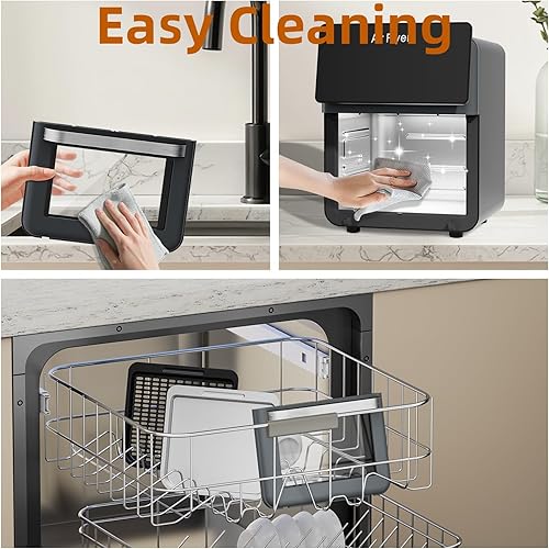 Miniatura 3 de 12 Qt Air Fryer Oven For Kitchen Use,12 in 1 Smart Convection Ovens,AirFryer With Glass View Window,Nonstick Basket,Removable Door,with Oil filter