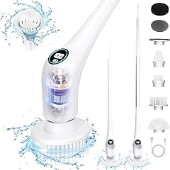 Electric Spin Scrubber Electric Bathroom Scrubber with 6 Replacement Head Dual Speed Shower Scrubber for Cleaning with Long