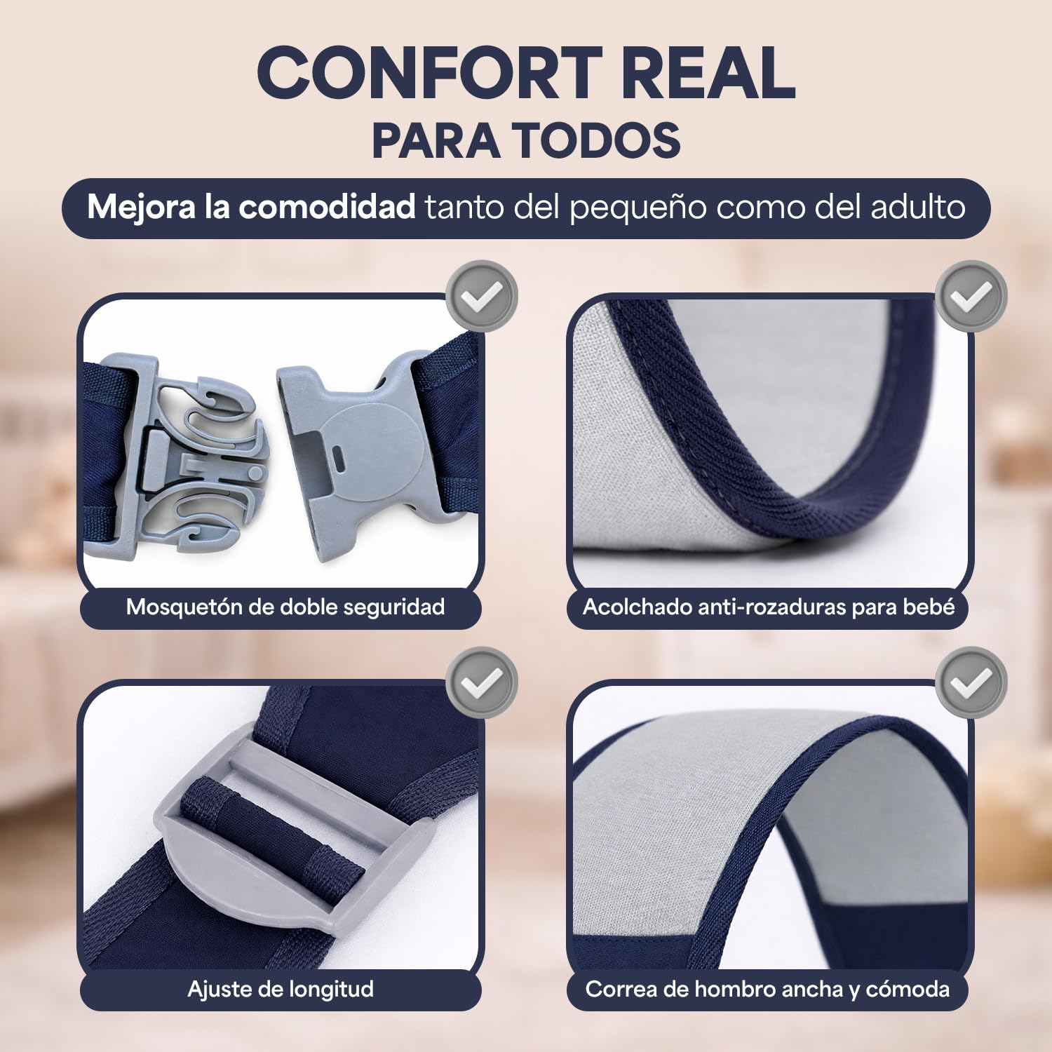 Fulle - Portabebe con chiusura rinforzata di sicurezza e design ergonomico, comfort totale in frontale e laterale per porta bebè da 0 a 36 mesi, ideale per porteo bebè
