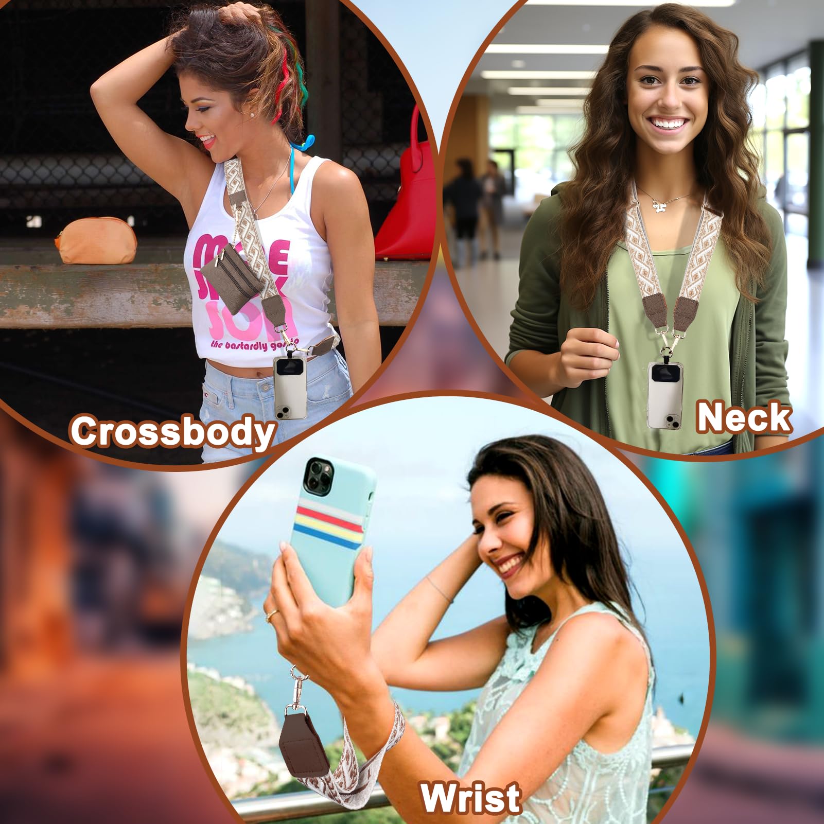 Clip And Go Phone Strap With Wallet - Adjustable Crossbody Lanyard & Wrist Strap With Zippered Pouch For Cards