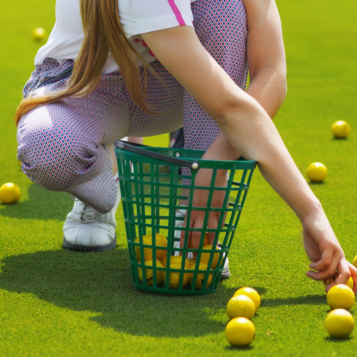 PRETYZOOM Cesta Organizadora de Balones de Golf de Plástico 2 Piezas | Verde, Capacidad para 100 Unidades, Portátil y Resistente, para Jardín y Organización de Bolas