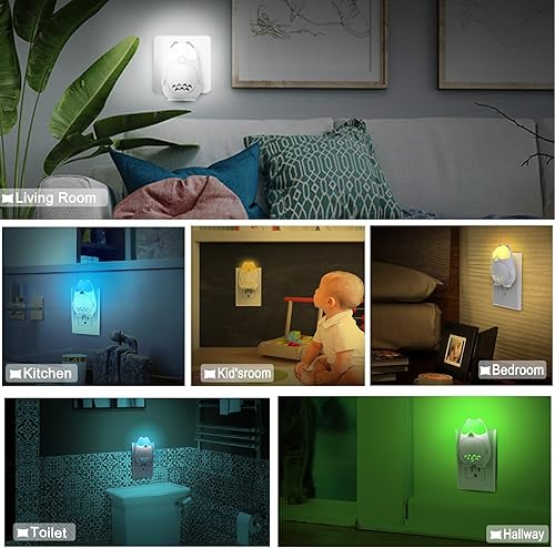 Miniatura 6 de RAVEtone Luces nocturnas enchufables a la pared, luz nocturna regulable para niños con control de voz, luz nocturna LED RGB que cambia de color,