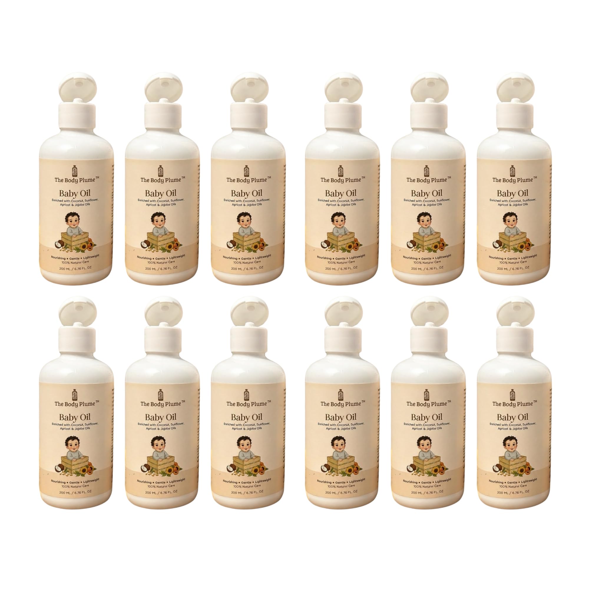 Baby Oil with Coconut, Sunflower, Jojoba & Apricot | 200ml | Lightweight Baby Massage Oil | Non-Greasy |Paraben, Silicone & Artificial Fragrance Free | Pack Of 12-image-10